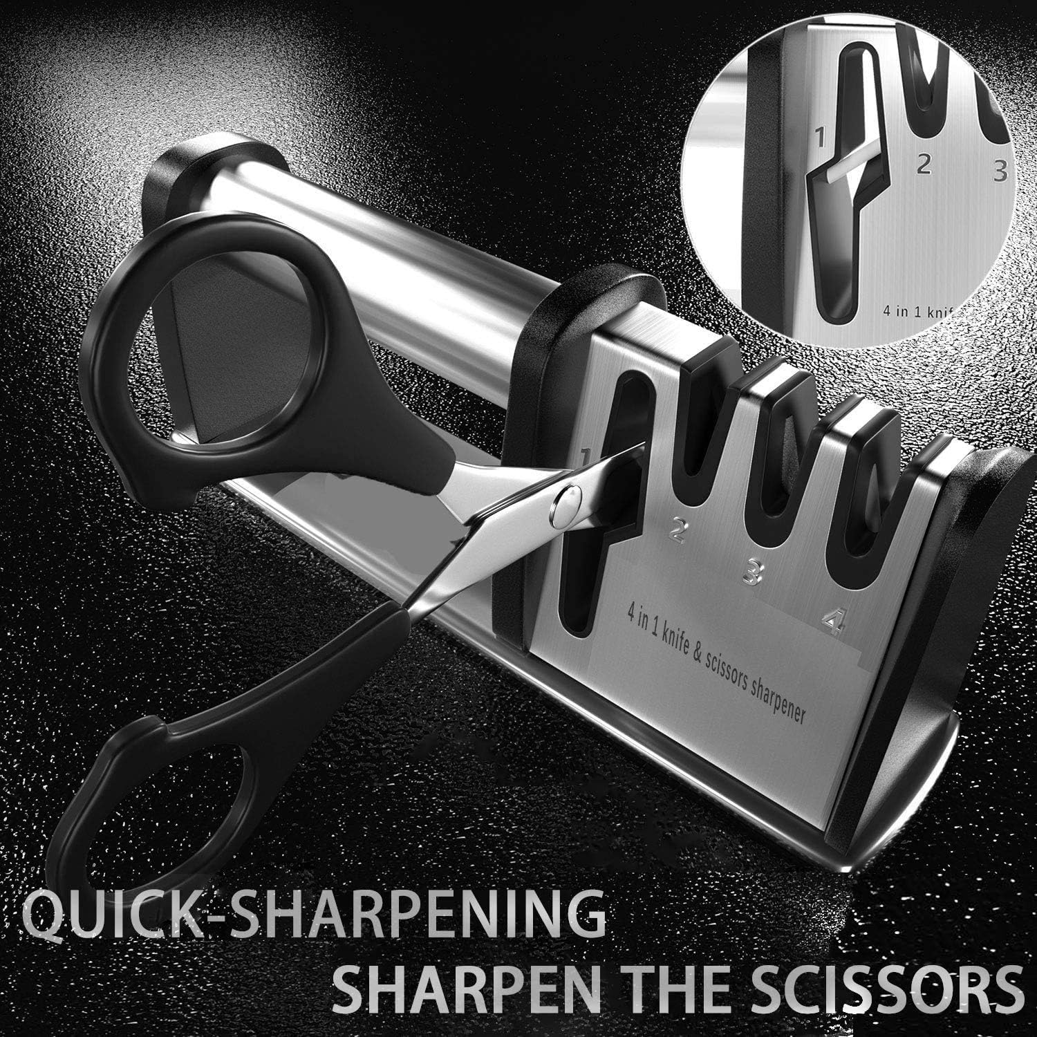 Kitchen Sharpener, 4-inch Knife Clipper Manual Sharpener Trendova