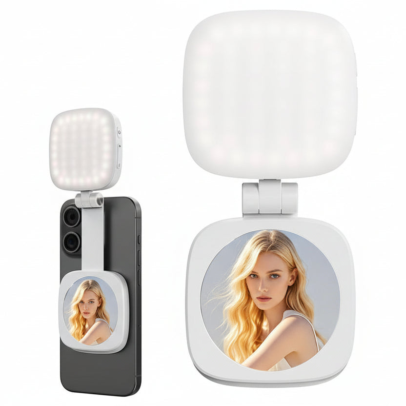 Magnetic Phone Fill Light with Makeup Mirror