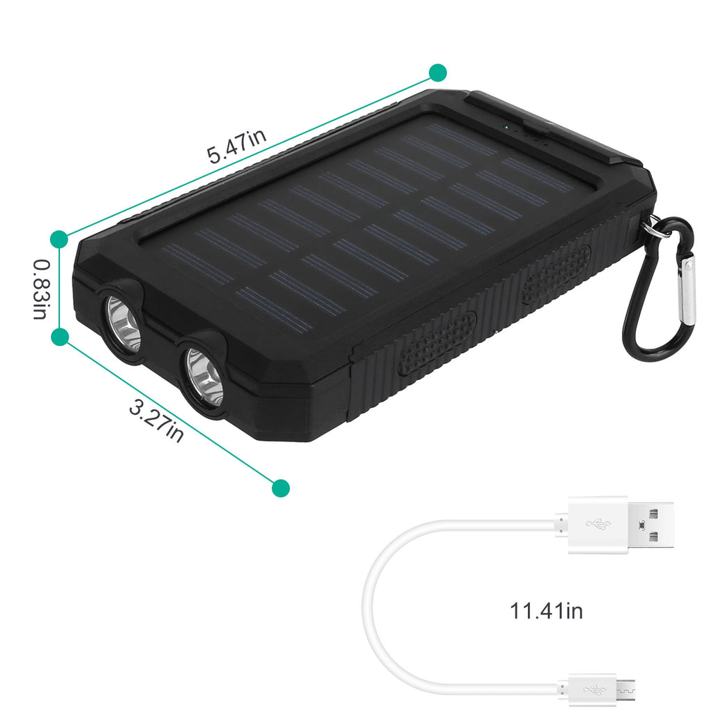 1Pc 1W MAh Solar Power Bank External Battery Pack Dual USB Interface Outdoor Charger With Battery Indicators SOS LED Lights Compass Camping Hiking Trendova