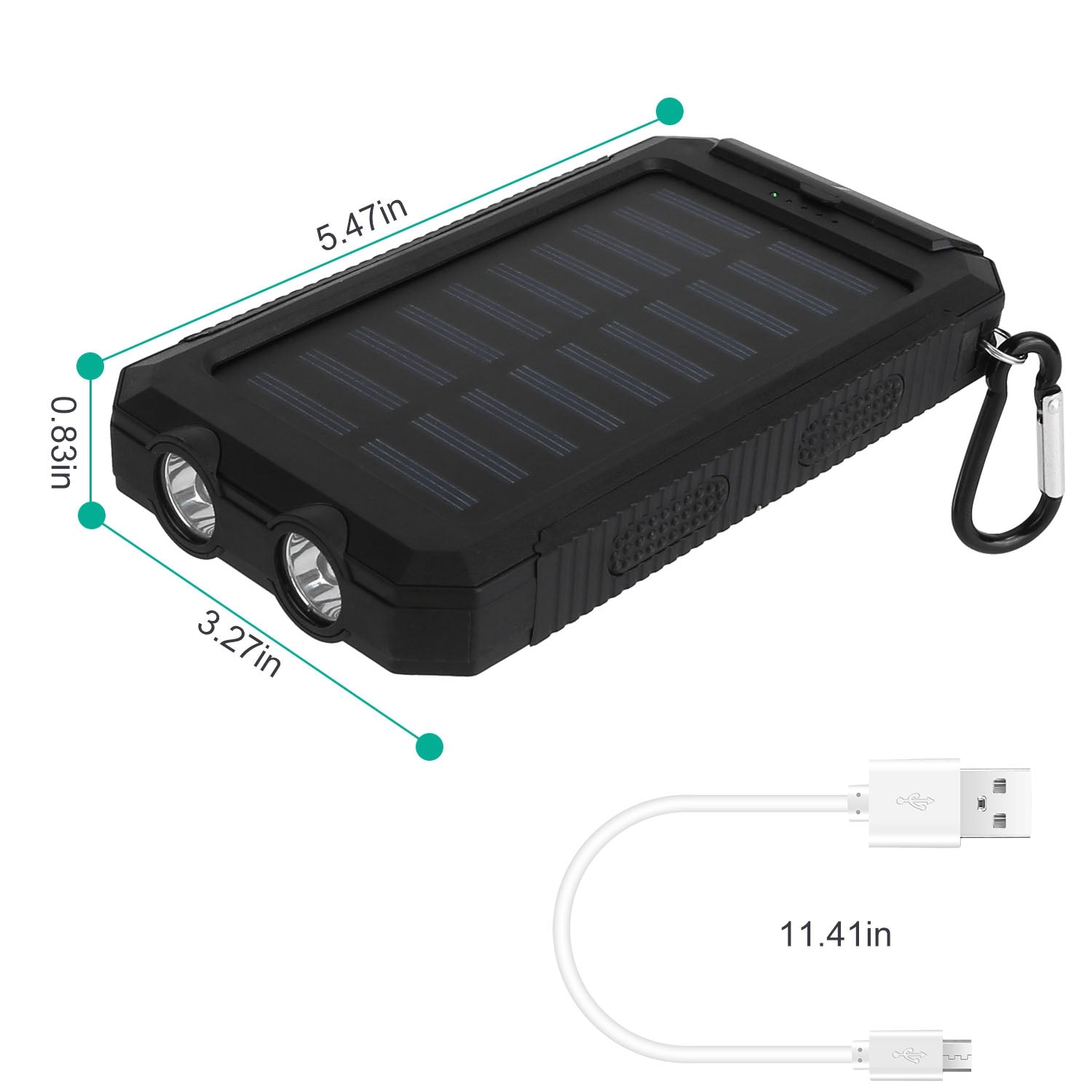 1Pc 1W MAh Solar Power Bank External Battery Pack Dual USB Interface Outdoor Charger With Battery Indicators SOS LED Lights Compass Camping Hiking Trendova