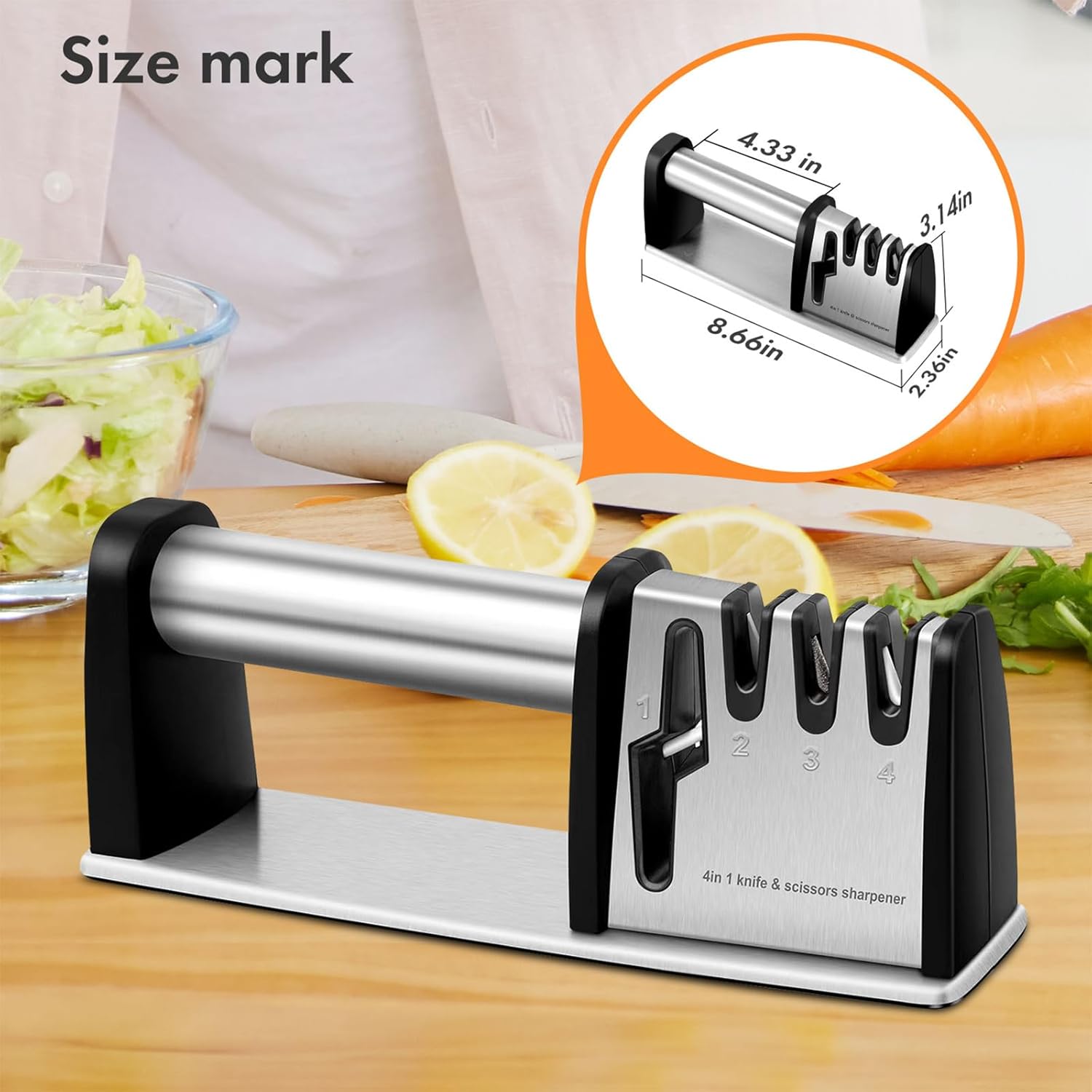 Kitchen Sharpener, 4-inch Knife Clipper Manual Sharpener Trendova