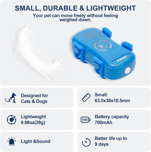 Dog GPS Tracker Real Time, Anti-Lost Pet Tracker With Geofence, Flash Light And Sound Alarm, Unlimited Distance Tracking, Fits Most Pet Collars, Subscription Required Trendova