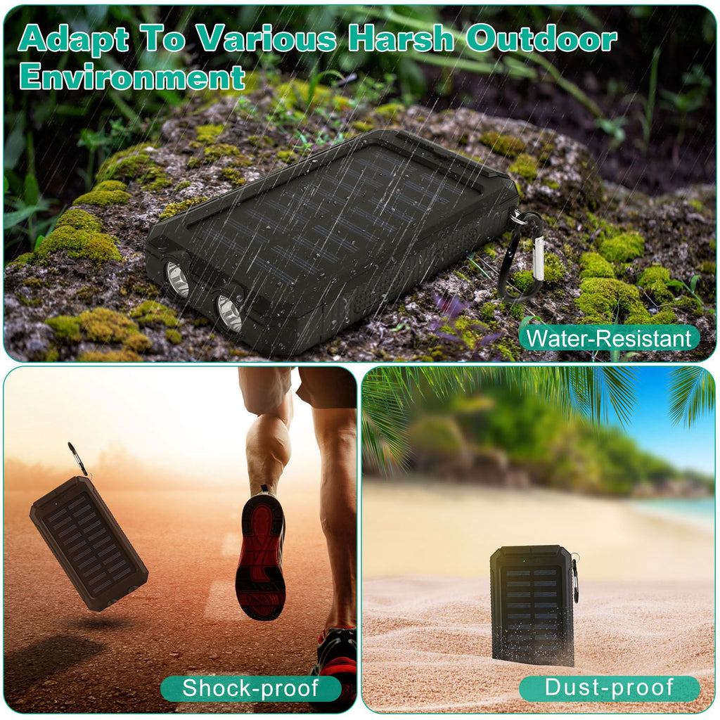 1Pc 1W MAh Solar Power Bank External Battery Pack Dual USB Interface Outdoor Charger With Battery Indicators SOS LED Lights Compass Camping Hiking Trendova