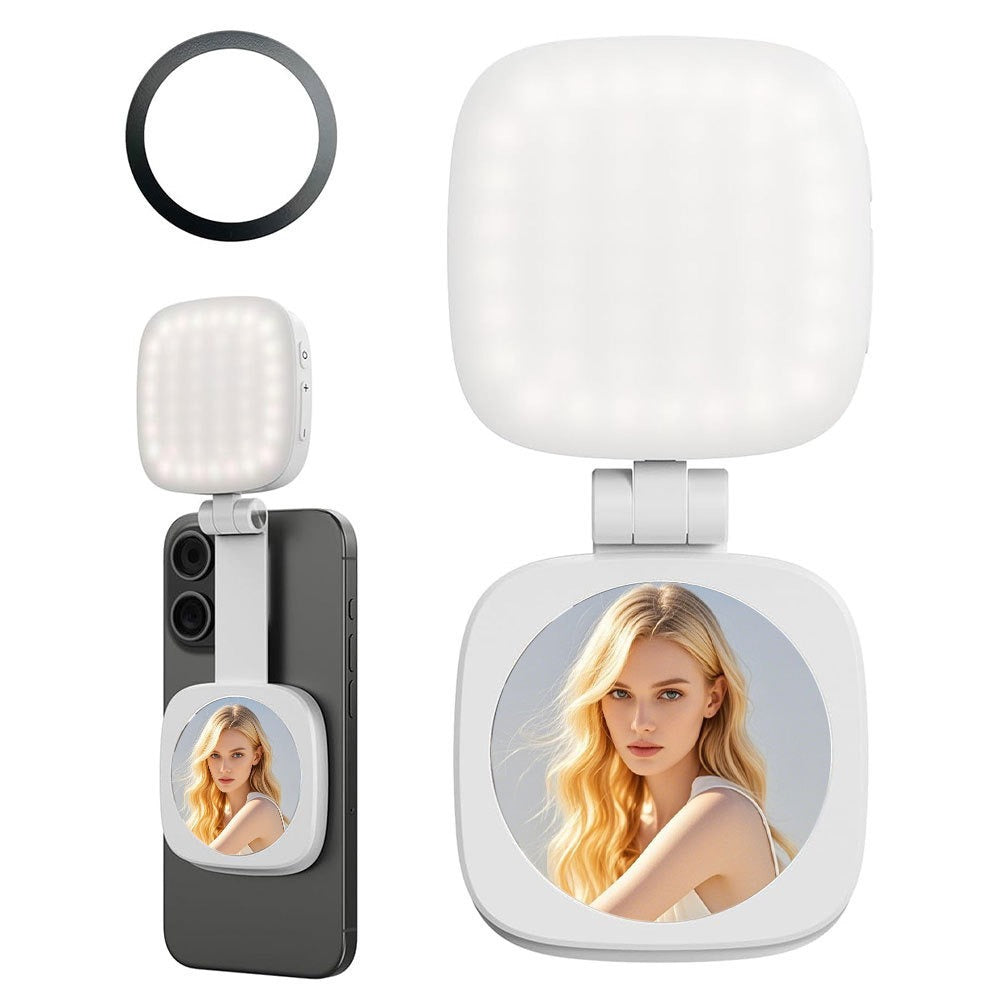 Magnetic Phone Fill Light with Makeup Mirror